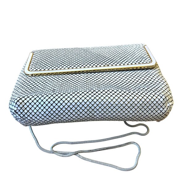 Vintage Pelle Italia White Metal Mesh Evening Handbag Shoulder Bag or Clutch - Picture 11 of 13